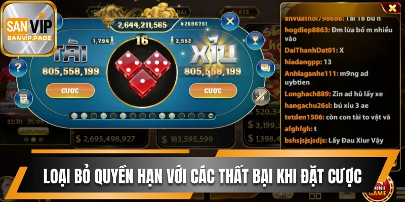 Loại bỏ quyền hạn với các thất bại khi đặt cược