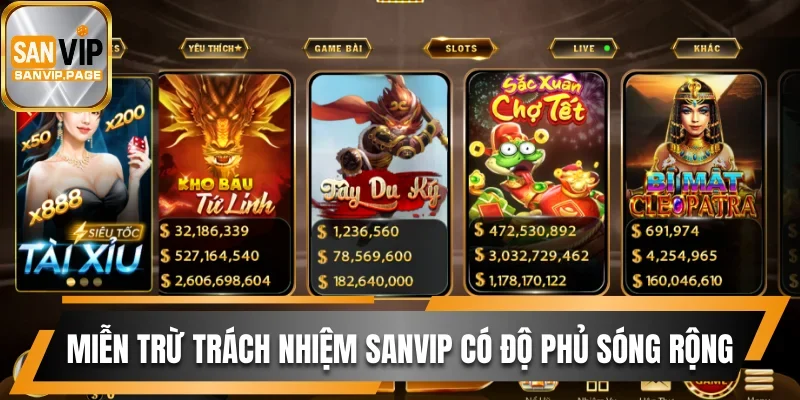 Miễn trừ trách nhiệm Sanvip có độ phủ sóng rộng